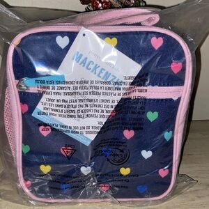 New Pottery Barn Lunchbox, Navy blue with pink, hearts